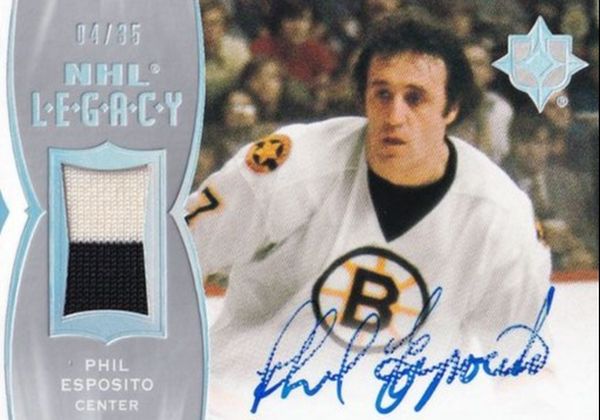 AUTO jersey karta PHIL ESPOSITO 20-21 UD Ultimate NHL Legacy Update /35